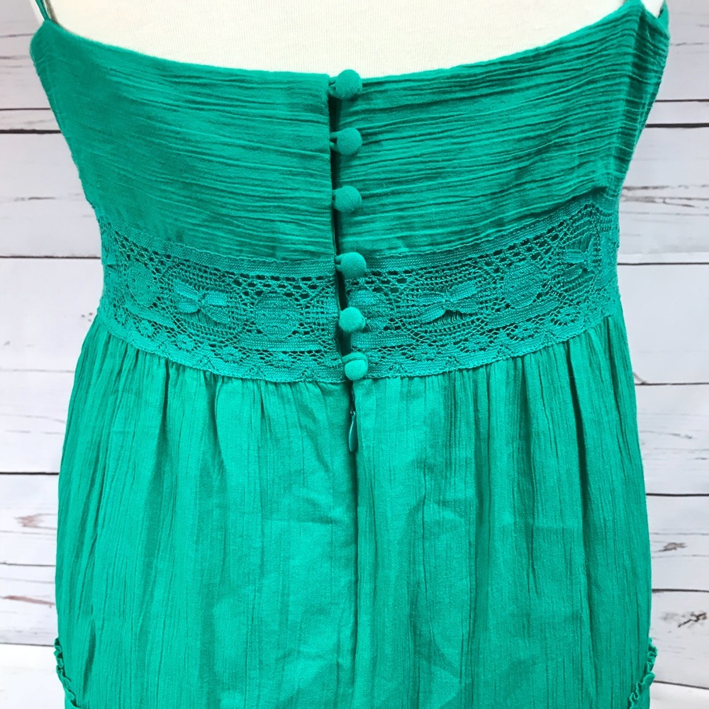 NWT BCBG V Neck Peasant Maxi Dress Jade Green SALE - Picture 3 of 5